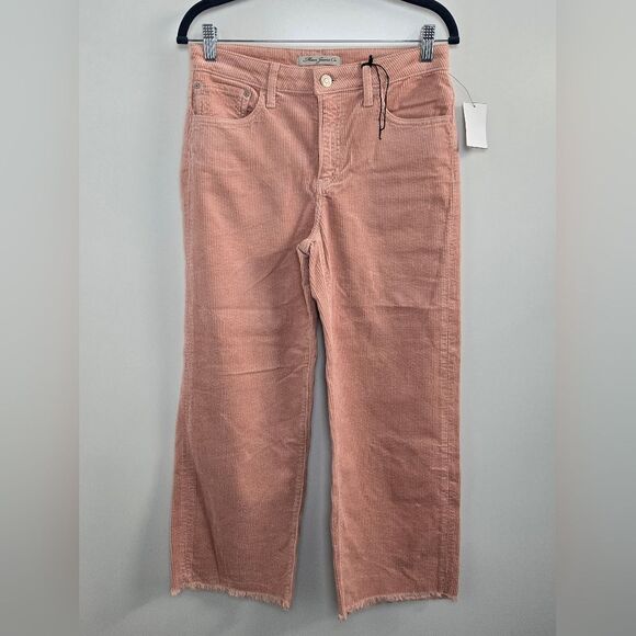 Romee High-Rise Wide-Leg Crop Raw Hem Corduroy Pants Sz 27 or 4 Peach 🍑 - Picture 1 of 9